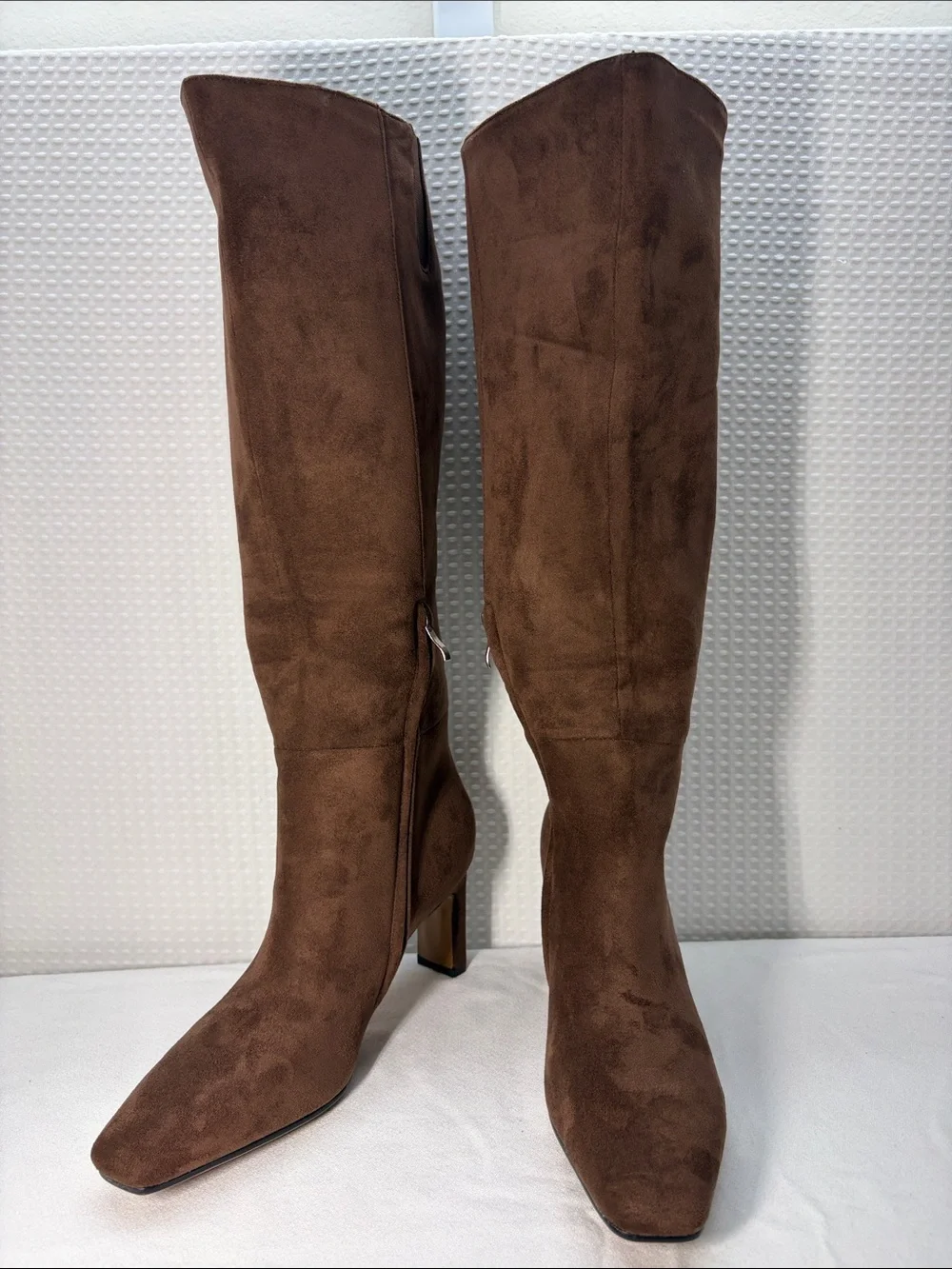Brown Suede Over-the-Knee Boots with Block Heel